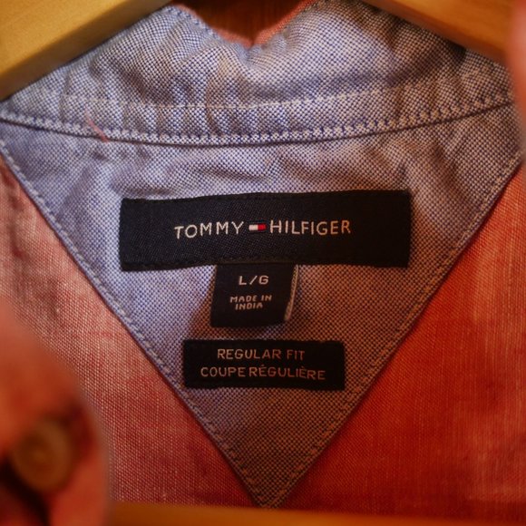 Pink Linen Style - Tommy Hilfiger Button Up - Short Sleeve L/G - Picture 3 of 4